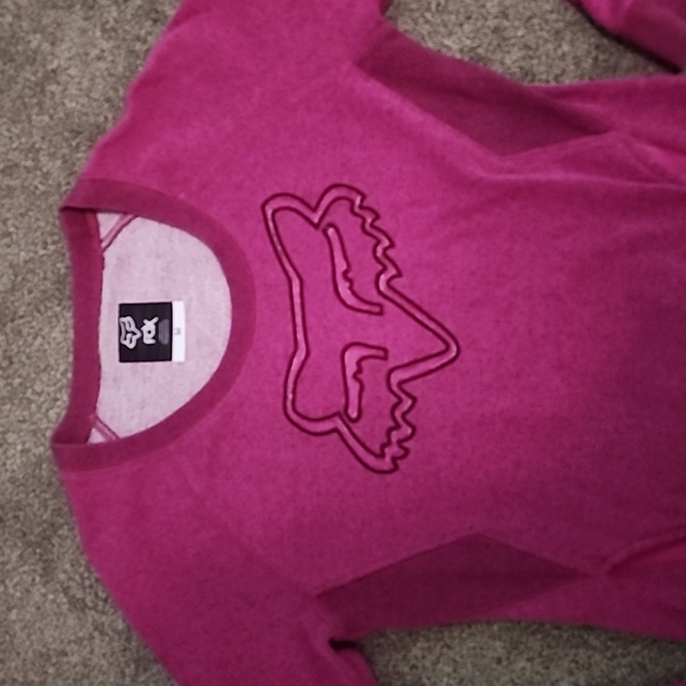 FOX RACING Magenta Pink Women's SweaterShirt Pull Over Pouch Pocket - Picture 2 of 7